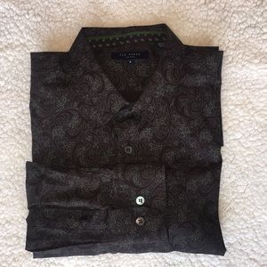 Ted Baker Brown and green paisley shirt size 5